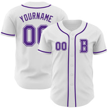 Загрузить изображение в средство просмотра галереи, Custom White Purple Authentic Baseball Jersey