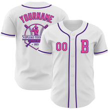 Загрузить изображение в средство просмотра галереи, Custom White Pink-Purple Authentic Baseball Jersey
