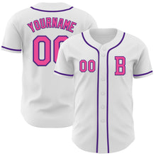 Загрузить изображение в средство просмотра галереи, Custom White Pink-Purple Authentic Baseball Jersey