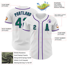 Загрузить изображение в средство просмотра галереи, Custom White Kelly Green-Purple Authentic Baseball Jersey