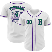 Загрузить изображение в средство просмотра галереи, Custom White Kelly Green-Purple Authentic Baseball Jersey