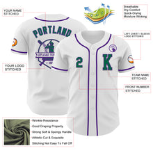 Загрузить изображение в средство просмотра галереи, Custom White Kelly Green-Purple Authentic Baseball Jersey
