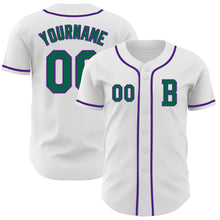 Загрузить изображение в средство просмотра галереи, Custom White Kelly Green-Purple Authentic Baseball Jersey