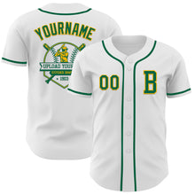 Загрузить изображение в средство просмотра галереи, Custom White Kelly Green-Gold Authentic Baseball Jersey
