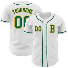 Загрузить изображение в средство просмотра галереи, Custom White Kelly Green-Gold Authentic Baseball Jersey