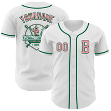 Load image into Gallery viewer, Custom White Medium Pink-Kelly Green Authentic Baseball Jersey