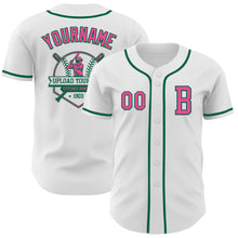 Загрузить изображение в средство просмотра галереи, Custom White Pink-Kelly Green Authentic Baseball Jersey