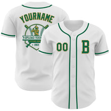 Загрузить изображение в средство просмотра галереи, Custom White Kelly Green-Old Gold Authentic Baseball Jersey