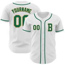 Загрузить изображение в средство просмотра галереи, Custom White Kelly Green-Old Gold Authentic Baseball Jersey