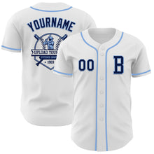 Загрузить изображение в средство просмотра галереи, Custom White Navy-Light Blue Authentic Baseball Jersey