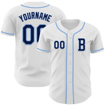 Загрузить изображение в средство просмотра галереи, Custom White Navy-Light Blue Authentic Baseball Jersey