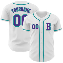 Загрузить изображение в средство просмотра галереи, Custom White Purple-Teal Authentic Baseball Jersey