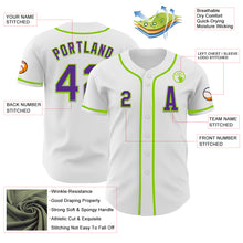 Загрузить изображение в средство просмотра галереи, Custom White Purple-Neon Green Authentic Baseball Jersey