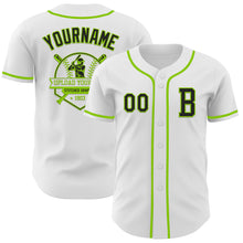 Загрузить изображение в средство просмотра галереи, Custom White Black-Neon Green Authentic Baseball Jersey