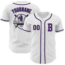 Загрузить изображение в средство просмотра галереи, Custom White Purple-Black Authentic Baseball Jersey