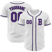 Загрузить изображение в средство просмотра галереи, Custom White Purple-Black Authentic Baseball Jersey