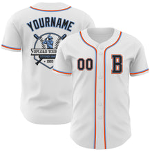 Загрузить изображение в средство просмотра галереи, Custom White Black Powder Blue-Orange Authentic Baseball Jersey