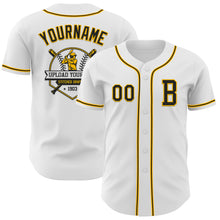 Загрузить изображение в средство просмотра галереи, Custom White Black-Gold Authentic Baseball Jersey