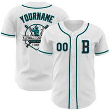 Загрузить изображение в средство просмотра галереи, Custom White Black-Teal Authentic Baseball Jersey