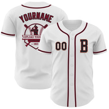 Загрузить изображение в средство просмотра галереи, Custom White Black Crimson-Cream Authentic Baseball Jersey