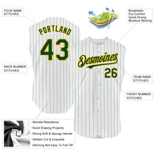 Charger l'image dans la galerie, Custom White Green Pinstripe Gold Authentic Sleeveless Baseball Jersey
