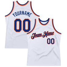 Загрузить изображение в средство просмотра галереи, Custom White Royal-Orange Authentic Throwback Basketball Jersey