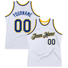 Загрузить изображение в средство просмотра галереи, Custom White Royal-Gold Authentic Throwback Basketball Jersey
