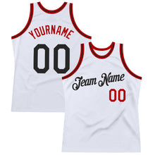 Загрузить изображение в средство просмотра галереи, Custom White Black-Red Authentic Throwback Basketball Jersey