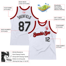 Laden Sie das Bild in den Galerie-Viewer, Custom White Black Gray-Red Authentic Throwback Basketball Jersey