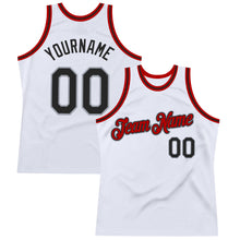 Laden Sie das Bild in den Galerie-Viewer, Custom White Black Gray-Red Authentic Throwback Basketball Jersey
