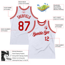 Загрузить изображение в средство просмотра галереи, Custom White Red Authentic Throwback Basketball Jersey
