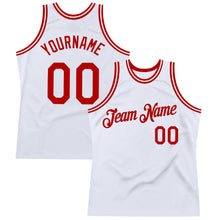 Загрузить изображение в средство просмотра галереи, Custom White Red Authentic Throwback Basketball Jersey
