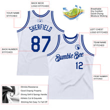 Laden Sie das Bild in den Galerie-Viewer, Custom White Royal Authentic Throwback Basketball Jersey