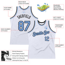 Загрузить изображение в средство просмотра галереи, Custom White Light Blue-Black Authentic Throwback Basketball Jersey
