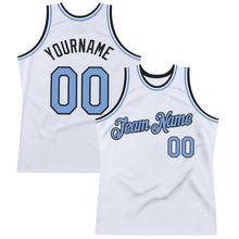 Загрузить изображение в средство просмотра галереи, Custom White Light Blue-Black Authentic Throwback Basketball Jersey