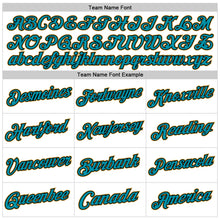 Загрузить изображение в средство просмотра галереи, Custom White Teal Black-Old Gold Authentic Throwback Basketball Jersey