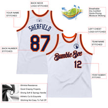 Laden Sie das Bild in den Galerie-Viewer, Custom White Navy-Orange Authentic Throwback Basketball Jersey