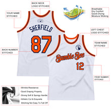 Laden Sie das Bild in den Galerie-Viewer, Custom White Orange-Navy Authentic Throwback Basketball Jersey