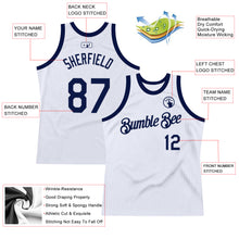Загрузить изображение в средство просмотра галереи, Custom White Navy Authentic Throwback Basketball Jersey
