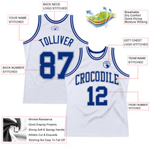 Загрузить изображение в средство просмотра галереи, Custom White Royal-Gray Authentic Throwback Basketball Jersey