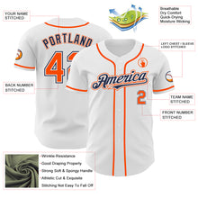 Load image into Gallery viewer, Custom White Orange-Navy Authentic Baseball Jersey