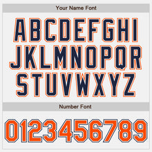 Load image into Gallery viewer, Custom White Orange-Navy Authentic Baseball Jersey