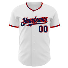 Load image into Gallery viewer, Custom White Navy-Red Authentic Baseball Jersey