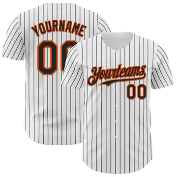 Custom White Black Pinstripe Orange Authentic Baseball Jersey