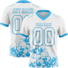 Загрузить изображение в средство просмотра галереи, Custom White Sky Blue 3D Pattern Splash Authentic Football Jersey