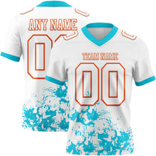 Загрузить изображение в средство просмотра галереи, Custom White Lakes Blue-Orange 3D Pattern Splash Authentic Football Jersey
