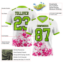 Laden Sie das Bild in den Galerie-Viewer, Custom White Neon Green Hot Pink-Black 3D Pattern Splash Authentic Football Jersey