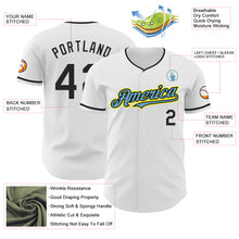 Load image into Gallery viewer, Custom White Black Shadow Blue-Light Yellow Authentic Baseball Jersey