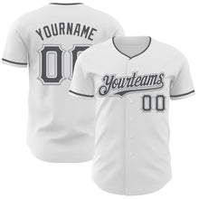 Load image into Gallery viewer, Custom White Steel Gray-Gray Authentic Baseball Jersey