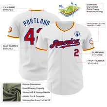 Load image into Gallery viewer, Custom White Red Royal-Gold Authentic Baseball Jersey